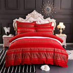 ABREEZE Queen Duvet Covers, Bohemian Retro Bedding Set, Coloful Mandala Down Comforter Cover, Boho Floral Style Quilt Cover, 100% Brushed Cotton, 1 Duvet Cover and 2 Pillow Shams,Red