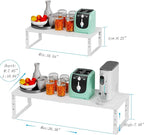 Expandable Spice Rack Kitchen Cabinet Shelf Organizer, Stackable Storage Shelves Racks, Adjustable Counter Shelving for Cabinets, Countertop, Cupboard,Pantry and More(2Packs/White/Large)