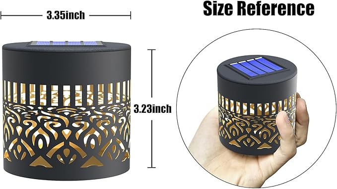 4 Pack Solar Fence Lights Metal Solar Powered Outdoor Wall Deck Step Lights Mandala Theme Waterproof Fence Light for Garden Post Patio Backyard Decor (4 Pack)