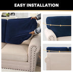 PrinceDeco Sectional Couch Covers Velvet Cushion Covers for Sectional Couch Washable Cushion Covers for Sectional Sofa Pet Friendly Sectional Sofa Slipcovers(1 Chaise Back+ 3 Sofa Back,Navy)