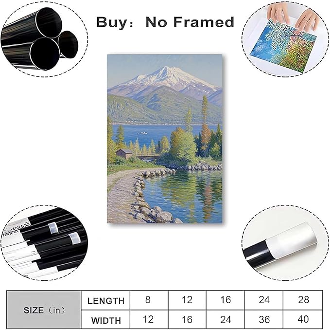 Color harmony mountain scenery blue sky lake wall painting suitable for living room natural scenery painting suitable for bedroom home decoration