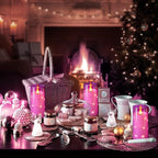 NURADA Flickering Flameless Candles: Built-in Star String Lights 3D Wick Acrylic Battery Operated LED Pillar Candles with Remote and Timer for Table Wedding Centerpieces Party 3 Pack Purple