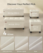 SONGMICS Storage Ottoman Bench, Foldable Foot Rest with Legs, 15 x 43 x 15.7 Inches, End of Bed Bench, Storage Chest, Load up to 660 lb, for Living Room, Bedroom, Entryway, Cream White ULSF018W01