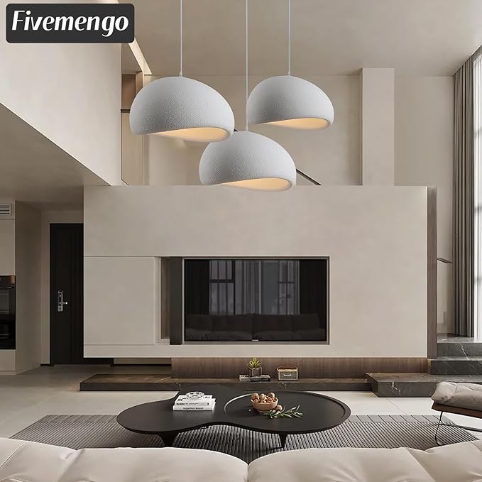 19.7in Wabi Sabi Pendant Lights Kitchen Island Lighting Fixture Ceiling Mount White Modern Japanese Lamp Japandi Chandelier for Dining Living Room Hallway Bedroom Restaurant Hanging Lamp