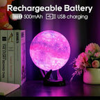 BRIGHTWORLD 7.1inch Galaxy Lamp 16 Colors Moon Lamp 3D Printing, Remote & Touch Control USB Rechargeable, Birthday Gifts for Women Room Decor Aesthetic（Black Hand Base）