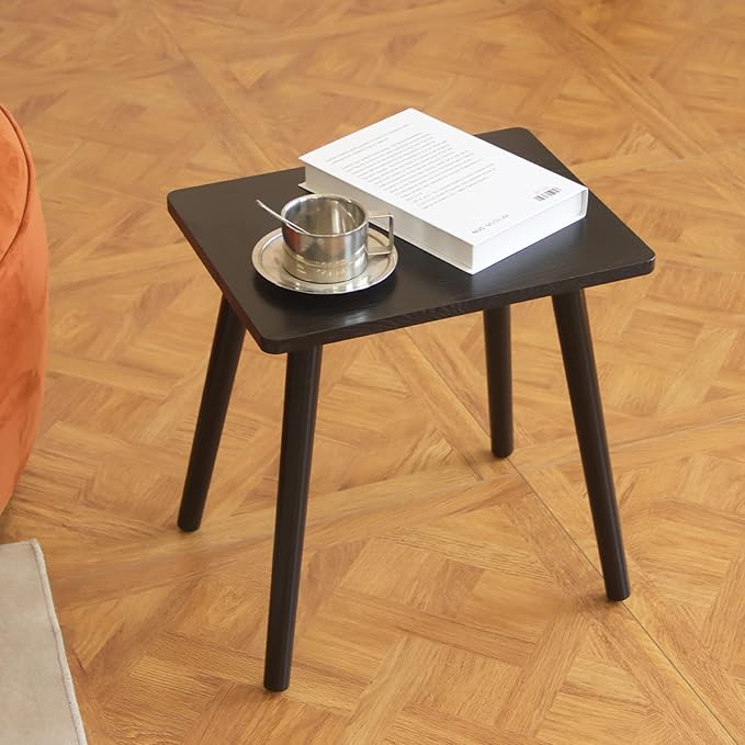 AWASEN Side Table, Small Black End Table for Living Room Bedroom Office Small Spaces, Modern Accent Side Table Nightstand with Solid Wood, Easy Assembly, (Black)