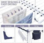 APEXCHASER Clothes Drying Rack, Foldable Gullwing Laundry Rack for Indoor Outdoor, 10pcs Clips with Bag, Collapsible Space-Saving Drying Rack for Clothes Towels Dolls, White