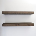 Modern Floating Shelves 3 Inches Thick for Wall, Wide Shelves for Kitchen, Living Room, Bedroom, and Bathroom, Natural Pine Wood, Rustic Wooden Shelf, (Set of 2) (Jacobean, 48Lx3Hx6D)