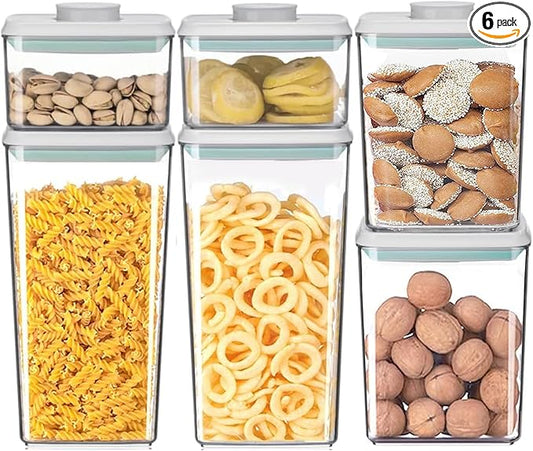 Pop Containers with Lids - Stackable Airtight Food Storage, Kitchen Pantry Storage Containers for Snacks Candy Salt Herbs Spices BPA-Free ((500ML+1200ML+1800ML)*2)