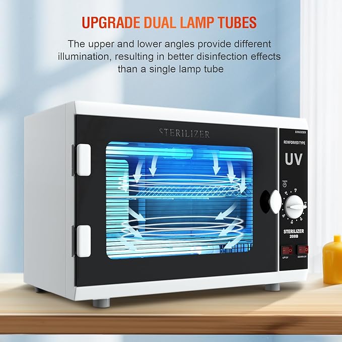 UV Sanitizer Cabinet. Dual Lamp UV Light Sanitizer Box with Timer Setting, Suitable for Cleaning of Various Items