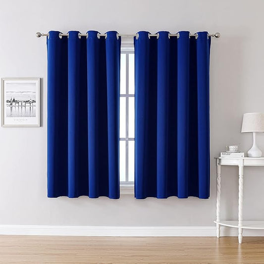 ChrisDowa Grommet Blackout Curtains for Bedroom and Living Room - 2 Panels Set Thermal Insulated Room Darkening Curtains (Royal Blue, 52W x 54L)