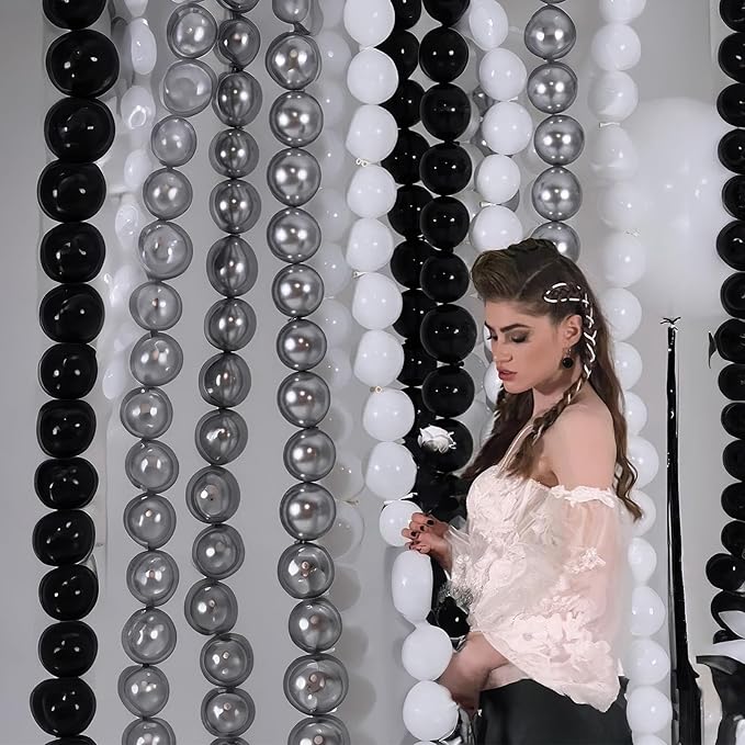 Silver Link Balloons, 60PCS Linking Balloons with Tail for Balloon Wall Arch and Chains, Quick Linkable Balloon for Wedding Birthday Baby Shower Engagement Graduation Party Decorations (6inch)