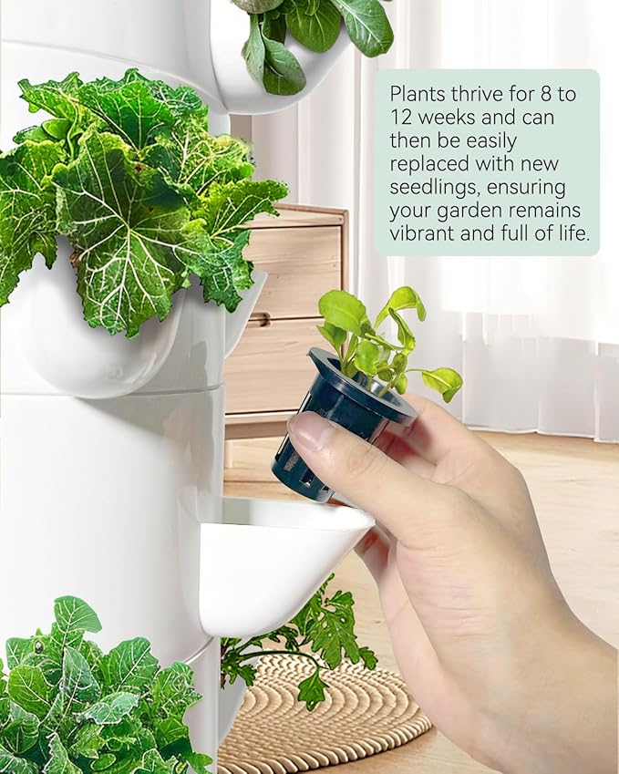 Vertical Hydroponics Growing System Kit, Indoor Outdoor Gardening System Kits, Herb & Fruits Growing Tower, 6 Layer 30 Pods