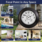Andy Star 21 Inch Large Illuminated Outdoor Wall Clock Waterproof with Thermometer and Hygrometer, Oversized Battery Wall Clock for Patio Pool, Oil Rubbed Bronze Silent Non Ticking Clock for Garden