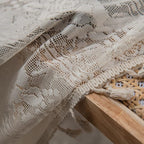 Sutuo Home Beige Boho Curtains for Living Room Bedroom,Bohemian Crochet Florals Embroidery Sheer Lace Handmade Tassels Vintage Rustic Window Treatment Country Drape Rod Pocket 1 Panel 59" W x 96" L