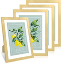 10x14 Picture Frame Set of 4, 10 x 14 Wood Photo Frames with Mat for 8x12 or 30x40cm Diamond Painting Art, Wooden Frame with Real Glass Cover for Wall and Tabletop Display,Gold