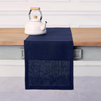 Solino Home Linen Navy Table Runner 36 Inches - 100% Pure Linen Small Table Runner 14 x 36 Inch Ideal for Dresser and Coffee Tables - Fall, Autumn, Thanksgiving - Fete