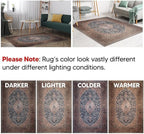 Keen Home Design 6x9 Rug - Machine Washable Area Rug with Non-Slip Backing, Ideal for Living Room, Dining Room, Bedroom - Vintage, Easy Clean, Durable, Low Pile Rug - (6' x 9')