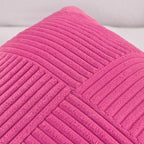 Fancy Homi 2 Packs Hot Pink Big Decorative Throw Pillow Covers 24x24 Inch for Living Room Couch Bed, Rustic Farmhouse Boho Home Decor, Soft Corss Corduroy Patchwork Accent Square Cushion Case 60x60 cm