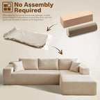 104" Cloudy Sectional L Shaped Couch for Living Room, No Assembly Required, Modular Comfy Sofa with Deep Seat, Fluffy Couch with Sleeper Chaise for Apartment Lounge (Beige)