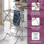 BLACK+DECKER 3 Tier Expandable Collapsing Foldable Laundry Rack for Air Drying Clothing, Space Saving Heavy Duty Lightweight Metal Drying Rack(Silver)