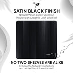Homeforia Black Floating Shelf 18 inch, High End Solid Real Wood 18inch Bathroom Floating Shelves for Wall Mounted, Black Wooden 18in Floating Shelves, Heavy Duty Bracket, 18 X 6.5 X 1.75 in, Set of 2
