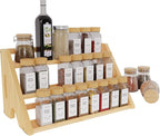 Bamboo Spice Rack Organizer -3-Tier Spice Rack for Countertop,Cabinet Spice Rack Organizer for 27 Spice Jars(4oz)，Step Shelf (yellow)