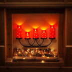 Homemory 9 Pcs Flameless Candles with Embedded Star String Fairy Lights, Battery Operated Candles, LED Candle, Fake Candles with Remote Control and Timer (Red)