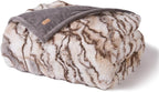 EVERGRACE Ultra Soft Luxury Fluffy Ridgeline Faux Rabbit Fur Throw Blanket, Thick Warm Bubble Throw for Bed, Cozy Plush Reversible Blankets for Couch, Chair, Sofa, Beige & Gray, 50x60 Inches, 870 GSM