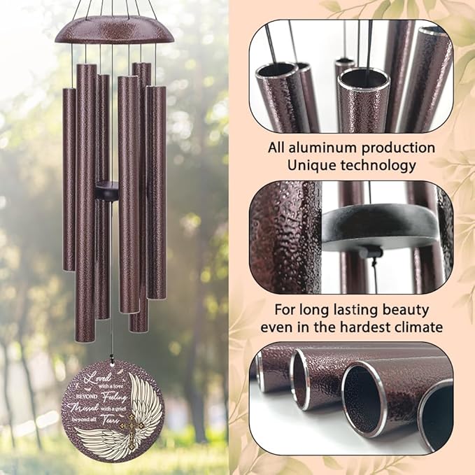 Personalized Sympathy Wind Chime, Wind Chimes for Loss of Loved Father/Mother/Lover, Commemorative Sympathy Bereavement Gifts for Condolences/Funeral