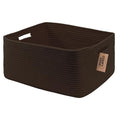 COMFY-HOMI Cotton Rope Woven Basket with Handles for Shelves,Toys,Book, Cloth Storage Baskets for Organizing-17" x 13" x 7.5" Toy Decorative Organizer for Living Room, Bathroom （dark brown）