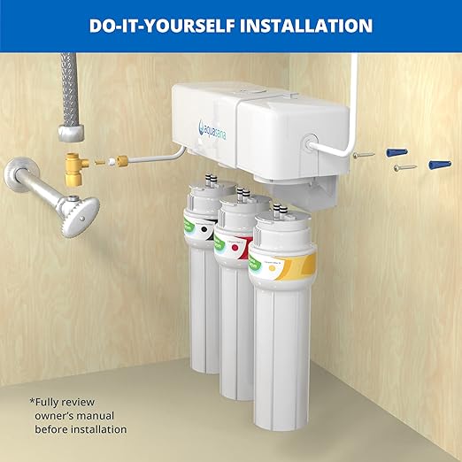 Aquasana Under Sink Water Filter System - Reduces PFAS, Lead, & Chlorine in Drinking Water - Under Counter Claryum Filtration for Kitchen - 3-Stage Max Flow - Oil-Rubbed Bronze Faucet - AQ-5300+.62