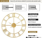 Large Wall Clock for Living Room Decor - 60cm/ 24 Inches Silent Non-Ticking Metal Wall Clocks Battery Operated, Vintage Decorative Modern Wall Clock for Bedroom, Office, Farmhouse Decor