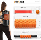 5 in 1 Foam Roller Set for Deep Tissue Muscle Massage, Trigger Point Fitness Exercise Foam Roller, Massage Roller, Massage Ball, Stretching Strap, for Whole Body (Orange-New)