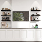 Heimlove 24 inch Floating Shelves for Wall,9.3 inch deep Black Wood Shelves with Invisible Brackets,Wall Mounted Storage & Display Shelves for Bedroom,Living Room,Set of 2