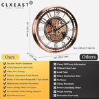 CLXEAST 21 Inch Moving Gear Wall Clock for Modern Farmhouse Living Room Decor,Large Industrial Steampunk Wall Clock for Home Office,Metal Copper Finished,House Warming Gifts New Home