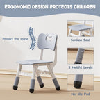 Brelley Kids Table and 4 Chairs Set, Height Adjustable Toddler Desk and Chair Set, Graffiti Desktop, Non-Slip Legs, Max 300lbs, Children Multi-Activity Table for Ages 2-8