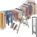 APEXCHASER Clothes Drying Rack Foldable, Metal Laundry Drying Rack Collapsible, Portable Compact Clothes Rack for Sweater Baby Clothes Towel Indoor & Outdoor, Height Adjustable Clothes Airer, Grey