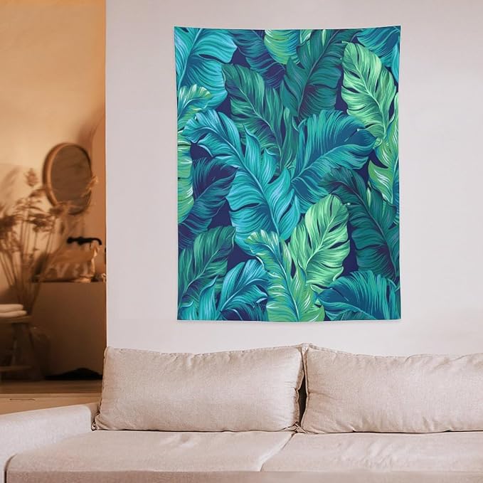 ICMOLYYENLO Tropical Green Plant Tapestry, Green Palm Leaves Natural Landscape Print Wall Tapestry for Bedroom Living Room Dormitory 30x40 Inch