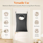 Lifewit Over Door Laundry Hamper, Large Collapsible Hanging Laundry Hamper, Hanging Laundry Basket Bag for Bathroom Bedroom Dirty Clothes Storage Organizer, Dark Gray