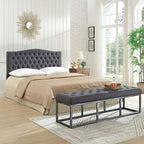 24KF Upholstered Tufted Button Linen Fabric Headboard,Comfortable Fashional Headboard Queen/Full Size,Dark Gray