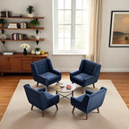 HUIMO Accent Chair Living Room Chair, Upholstered Button Tufted Armchair, Linen Fabric Sofa Chairs for Bedroom, Living Room, Mid Century Modern Comfy Reading Chair (Dark Blue)