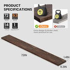 Fun Memories Floating Shelves for Wall, 72"x9.3" Rustic Solid Elm Wood Wall Shelves, Heavy-Duty Wall Mounted Shelves with Invisible Brackets, Set of 2 for Living Room, Bedroom, Kitchen, Walnut Finish