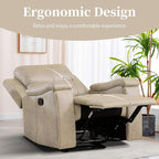 EBELLO Recliner Chair, Single Overstuffed Sofa Recliner, Breathable Faux Leather Manual Reclining Chairs with Hidden Cup Holder, Arm and Back for Adults, Living Room, Bedroom, Beige