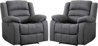 EBELLO Classic Power Recliner Chair, Oversized Electric Reclining Chair with Overstuffed Cushion and Back, Soft Fabric Adults Single Recliner Sofa for Living Room, Set of 2 Grey