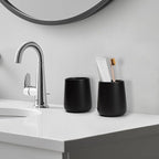 Bathroom Tumbler Cup Ceramic 2Pcs 13.5oz Reusable Toothbrush Cup 400ml, Toothbrush Holder Adequate for Your Bathroom (Black Brown)