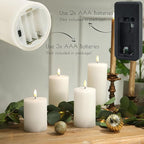 LUSHABOR Flameless Candles, 4 Pack Battery Operated Candles with Remote, Real Wax LED Fake Candles with Timer Flickering for Christmas Wedding Home Party D3 H 5" 6" 7" 9" White