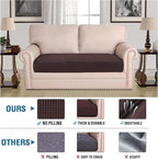 H.VERSAILTEX Super Stretch Individual Seat Cushion Covers Sofa Covers Couch Cushion Covers Slipcover Sets Thick Jacquard Textured Twill Fabric (1 Piece Loveseat Cushion Cover, Chocolate)