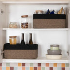 Storage Baskets for Organizing 3 Pack, Woven Baskets for Shelves, Closet Organizer Bins Empty Gift Basket Toy Storage for Toys, Books, Towels, Clothes, 15"x11.42"x6.7", Black & Yellow