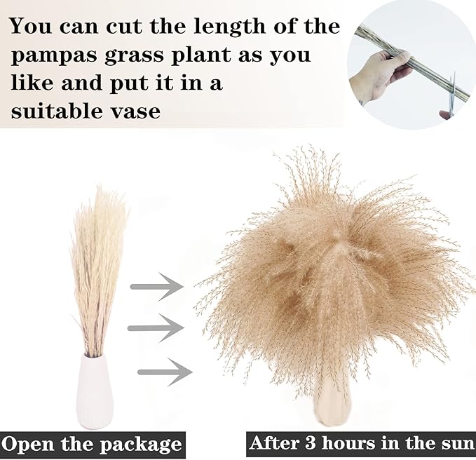 Natural Dried Pampas Grass Decor, Brown Pampas Grass， Bunny Tails Dried Flowers, Reed Grass Bouquet for Wedding Boho Flowers Home Table Decor, Fall Decor，Rustic Farmhouse Party (100 in Total )